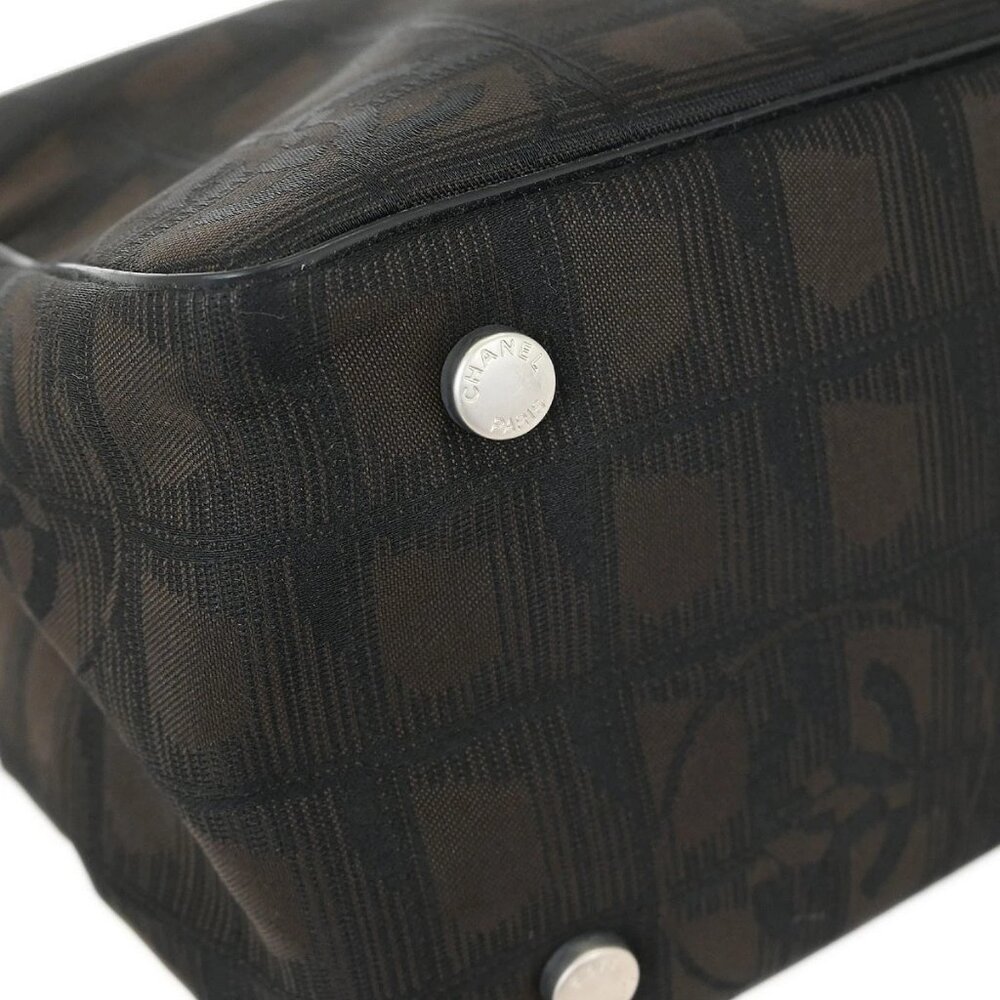 Chanel Brown Black Jacquard Nylon Travel Line Tote Bag 135468 - Picture 4 of 10